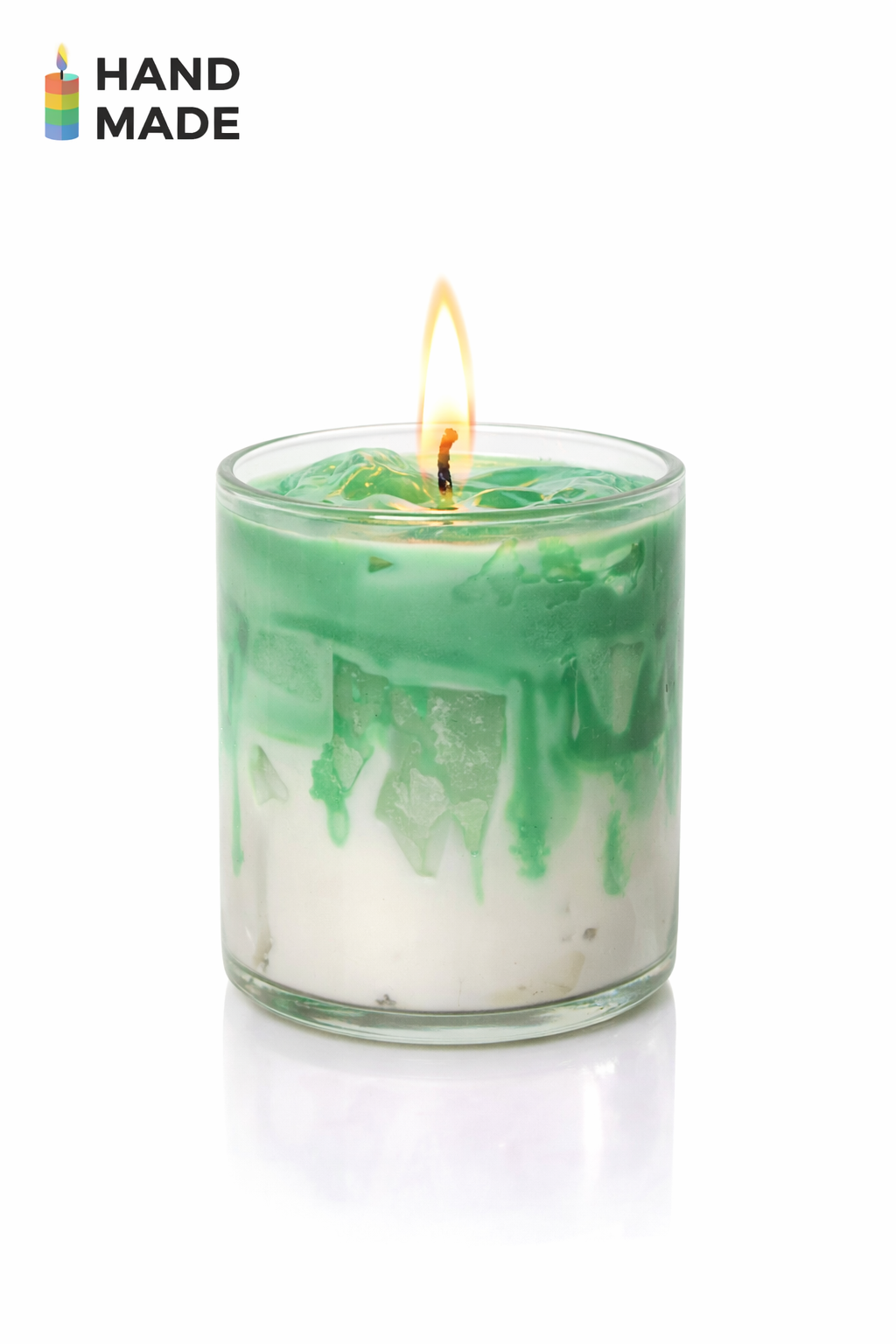 K3RVN™ Handmade latte Glass Scented Candle – Green & White Luxury Jar Candle with Drip Effect | Home Décor, Spa, Gift Item