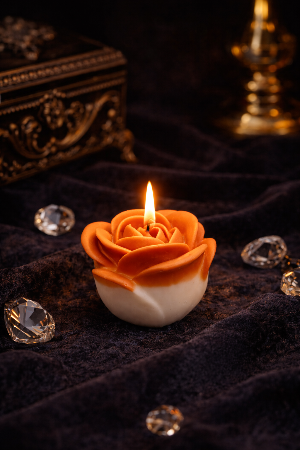 Rose Blossom Luxury Candle – Handmade Floral Soy Wax Decorative Rose Candle