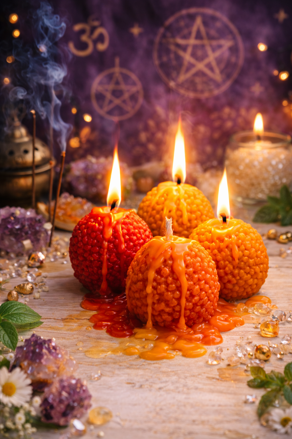 K³RVN™ Ember Glow Sphere Candles – Textured Luxe Ball Collection (Set of 4)