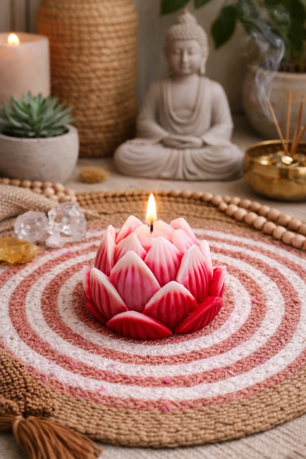 K³RVN™ Serenity Lotus Candle – Handcrafted Decorative Meditation Candle