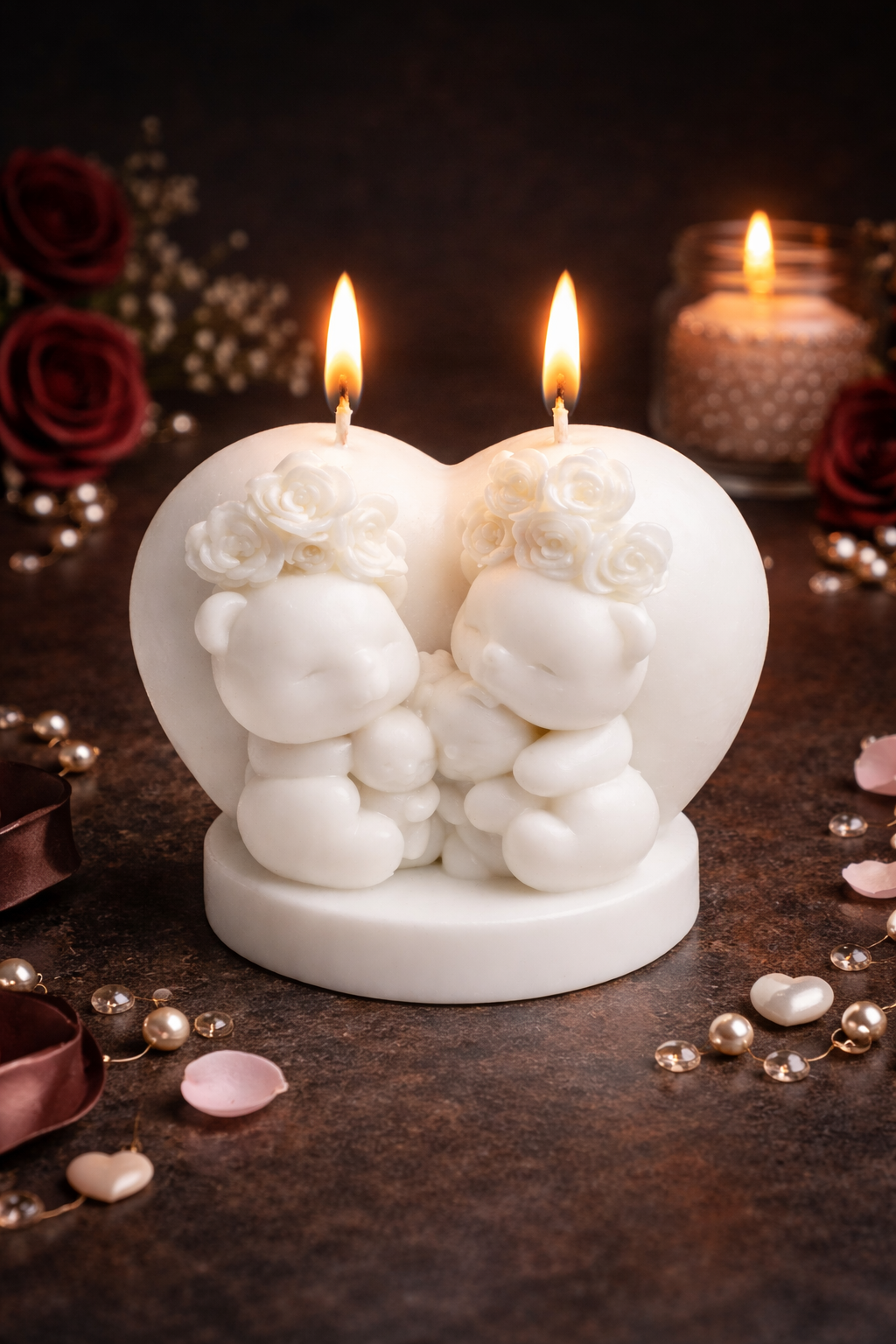 Romantic Twin Baby Heart Shaped Soy Wax Candle – Couple Gift & Valentine Special
