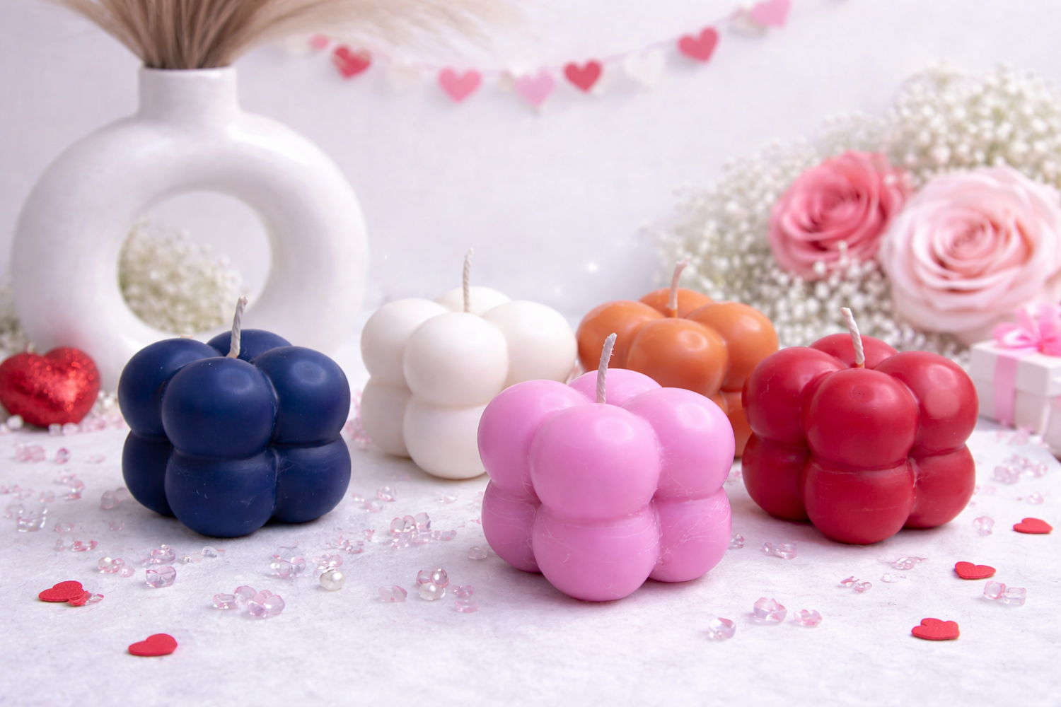 K³RVN™ Mini  Bubble Cube Candle – Modern Aesthetic Decorative Candle set  of 5