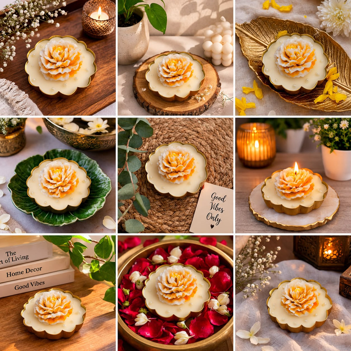K³RVN Golden Marigold Bloom Tray Candle