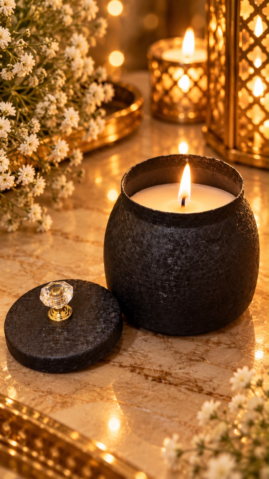 K³RVN Black Luxe Candle Jar | Premium Decorative Candle
