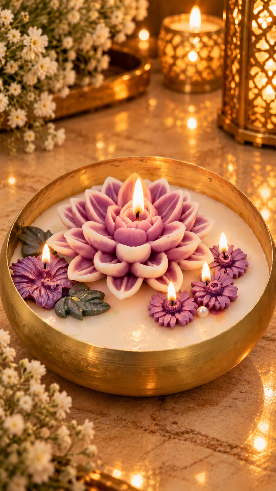 K³RVN Royal Lotus Floral Bowl Candle | Premium Decorative Candle