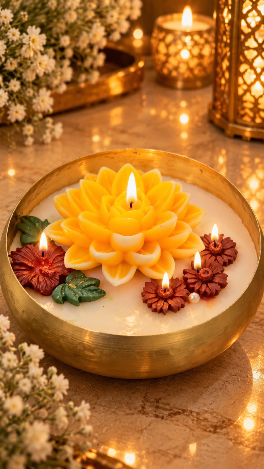 K³RVN Royal Lotus Floral Bowl Candle | Premium Decorative Candle