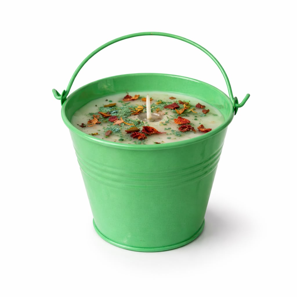 K³RVN Floral Bucket Candle | Decorative Metal Bucket Candle for Gifting & Home Décor