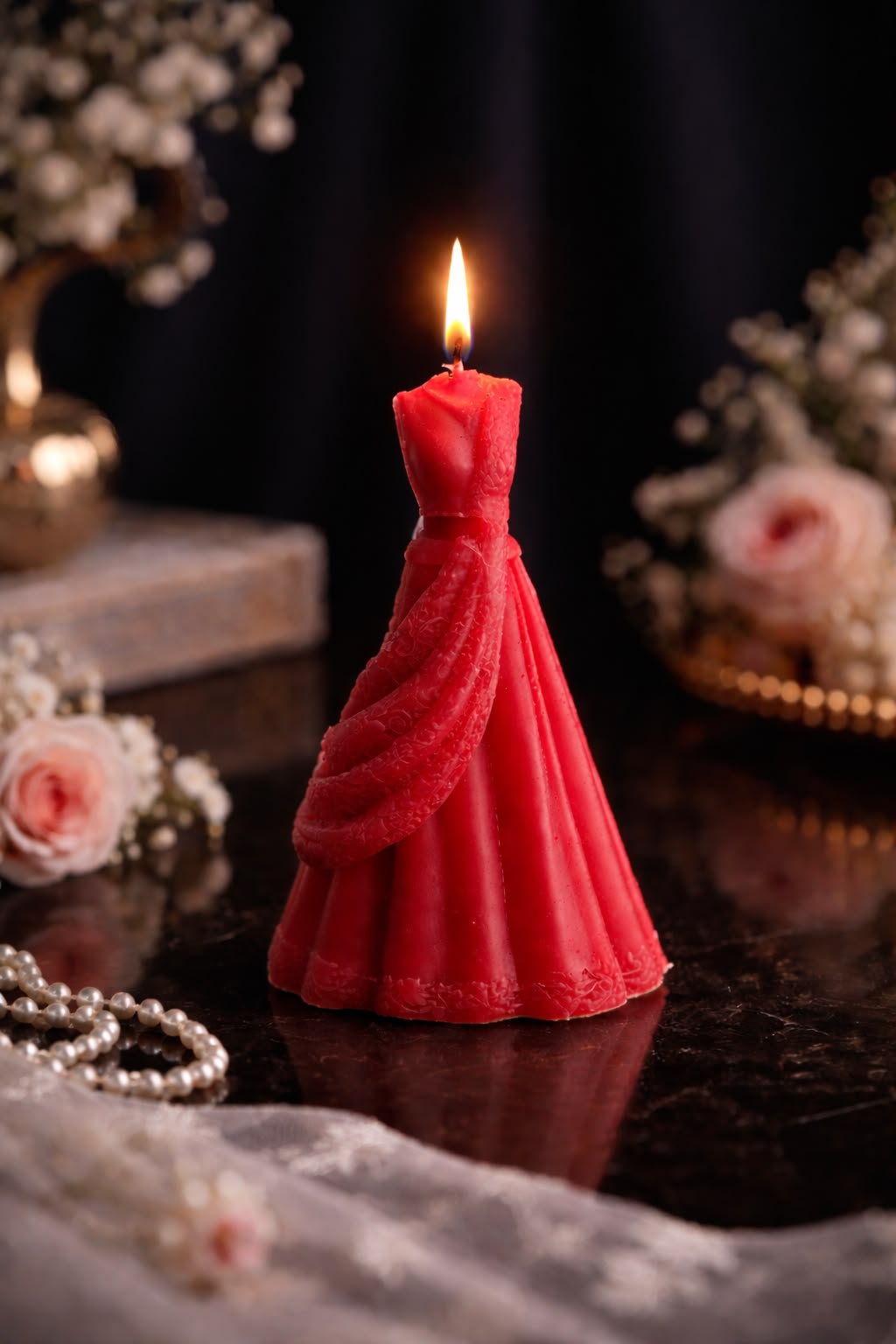 K³RVN Elegant Gown Candle | Handmade Dress-Shaped Decorative Candle for Gifting & Home Décor
