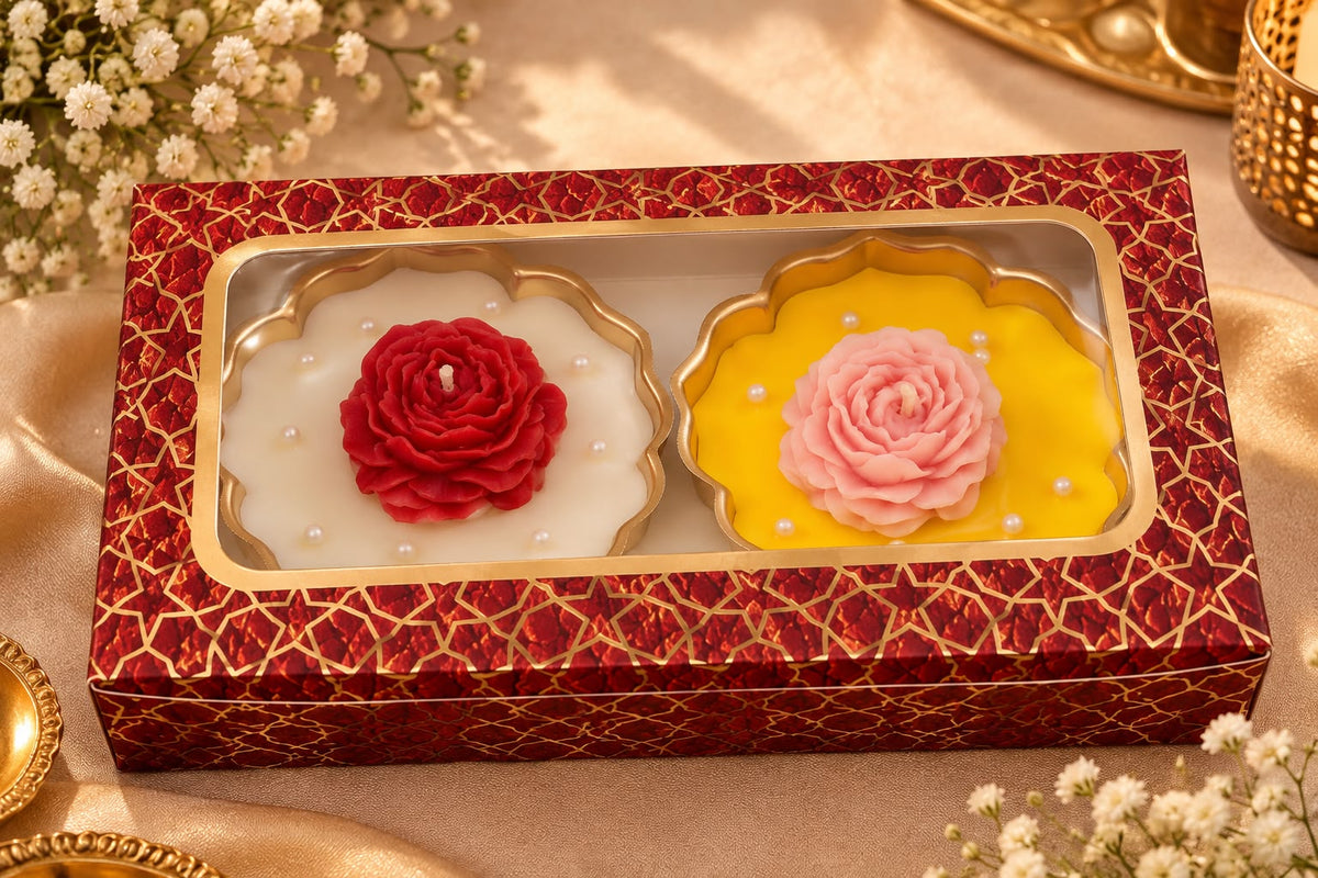 K³RVN Luxury Floral Rose Candle Set – Pack of 2