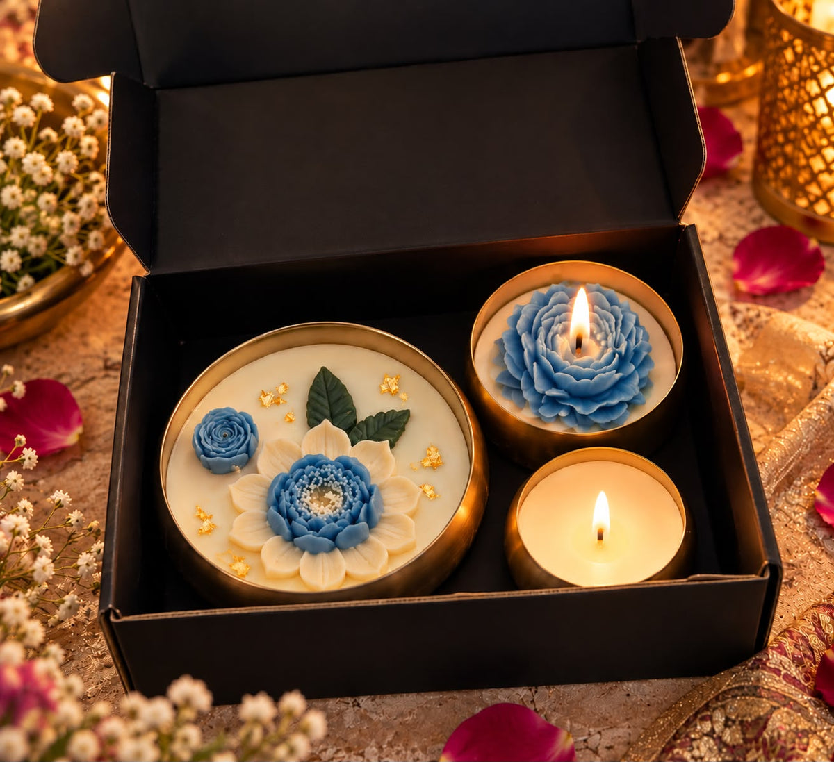 K³RVN Luxury Floral Candle Gift Set – Premium Decorative Candle Trio